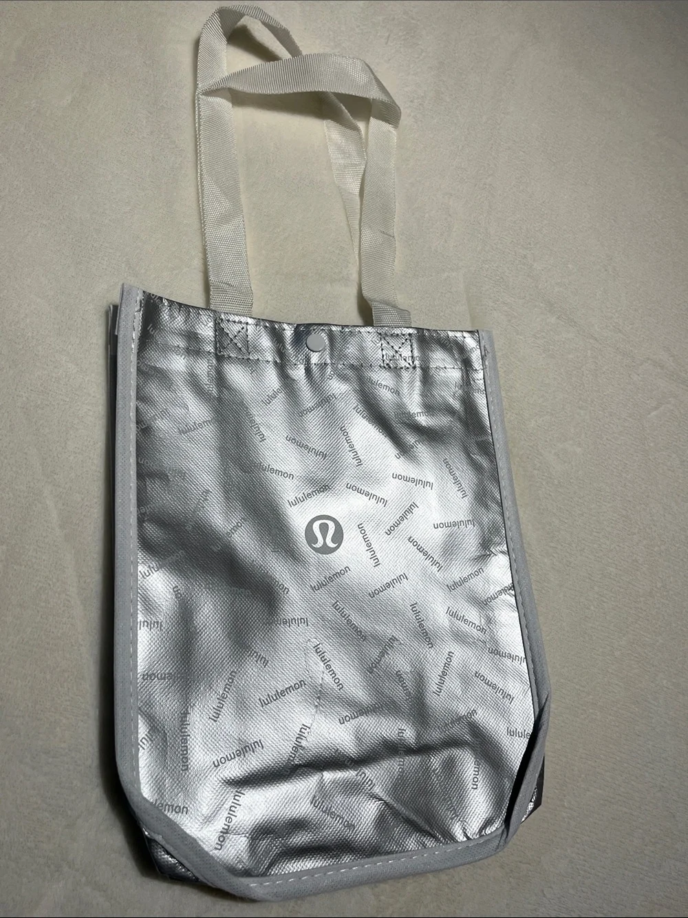 lululemon athletica Silver Tote with Cream Handles